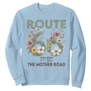 Route Highway 66 Sweatshirt Floral Centennial 100 Year Anniversary TS12 Light Blue Print Your Wear