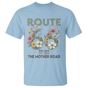 Route Highway 66 T Shirt Floral Centennial 100 Year Anniversary TS12 Light Blue Print Your Wear