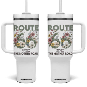 Route Highway 66 Tumbler With Handle Floral Centennial 100 Year Anniversary TS12 One Size: 40 oz White Print Your Wear