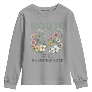 Route Highway 66 Youth Sweatshirt Floral Centennial 100 Year Anniversary TS12 Sport Gray Print Your Wear