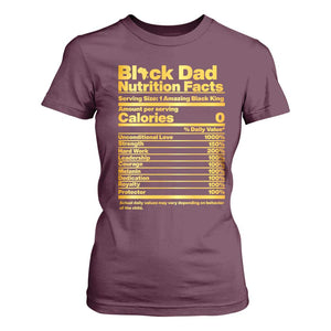 Black Dad Nutrition Facts T Shirt For Women African American Fathers Day