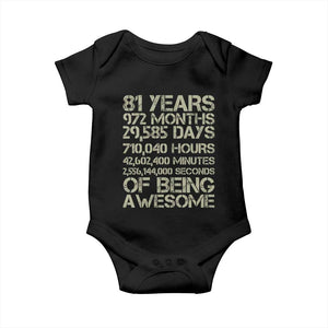 Vintage 81st Milestone Birthday Baby Onesie 81 Years Of Being Awesome