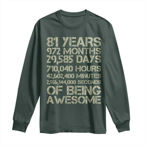 Vintage 81st Milestone Birthday Long Sleeve Shirt 81 Years Of Being Awesome