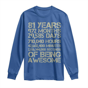 Vintage 81st Milestone Birthday Long Sleeve Shirt 81 Years Of Being Awesome