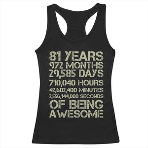 Vintage 81st Milestone Birthday Racerback Tank Top 81 Years Of Being Awesome