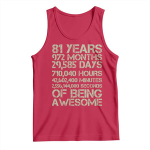 Vintage 81st Milestone Birthday Tank Top 81 Years Of Being Awesome