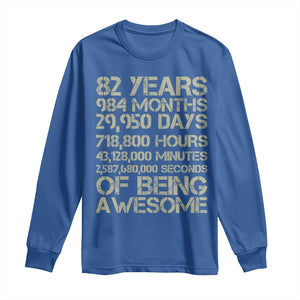 Vintage 82nd Milestone Birthday Long Sleeve Shirt 82 Years Of Being Awesome