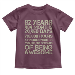 Vintage 82nd Milestone Birthday Toddler T Shirt 82 Years Of Being Awesome