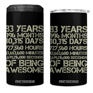 Vintage 83rd Milestone Birthday 4 in 1 Can Cooler Tumbler 83 Years Of Being Awesome