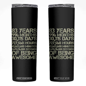 Vintage 83rd Milestone Birthday Skinny Tumbler 83 Years Of Being Awesome