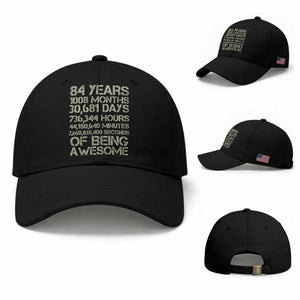 Vintage 84th Milestone Birthday Baseball Cap 84 Years Of Being Awesome