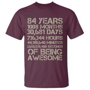 Vintage 84th Milestone Birthday T Shirt 84 Years Of Being Awesome