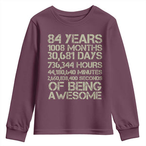 Vintage 84th Milestone Birthday Youth Sweatshirt 84 Years Of Being Awesome