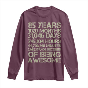 Vintage 85th Milestone Birthday Long Sleeve Shirt 85 Years Of Being Awesome