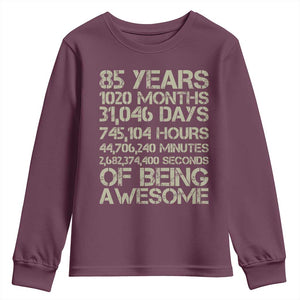 Vintage 85th Milestone Birthday Youth Sweatshirt 85 Years Of Being Awesome