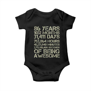 Vintage 86th Milestone Birthday Baby Onesie 86 Years Of Being Awesome