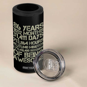 Vintage 86th Milestone Birthday 4 in 1 Can Cooler Tumbler 86 Years Of Being Awesome