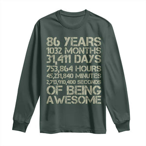 Vintage 86th Milestone Birthday Long Sleeve Shirt 86 Years Of Being Awesome