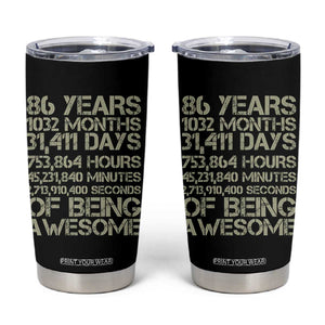 Vintage 86th Milestone Birthday Tumbler Cup 86 Years Of Being Awesome