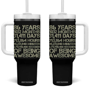 Vintage 86th Milestone Birthday Tumbler With Handle 86 Years Of Being Awesome