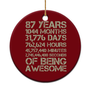 Vintage 87th Milestone Birthday Ceramic Ornament 87 Years Of Being Awesome