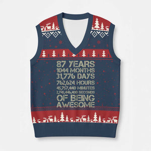 Vintage 87th Milestone Birthday V-Neck Knit Sweater Vest 87 Years Of Being Awesome