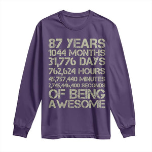 Vintage 87th Milestone Birthday Long Sleeve Shirt 87 Years Of Being Awesome