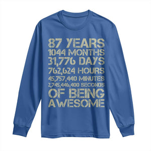 Vintage 87th Milestone Birthday Long Sleeve Shirt 87 Years Of Being Awesome