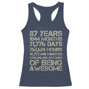 Vintage 87th Milestone Birthday Racerback Tank Top 87 Years Of Being Awesome