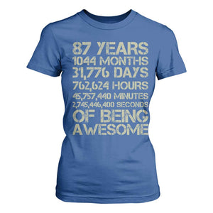 Vintage 87th Milestone Birthday T Shirt For Women 87 Years Of Being Awesome