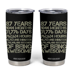 Vintage 87th Milestone Birthday Tumbler Cup 87 Years Of Being Awesome