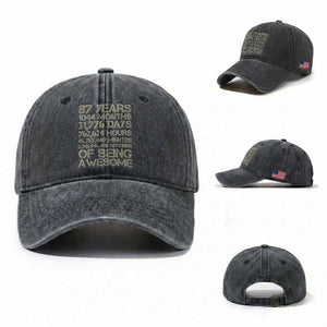 Vintage 87th Milestone Birthday Washed Cotton Baseball Cap 87 Years Of Being Awesome