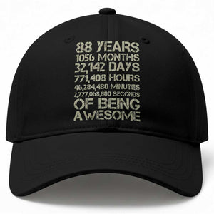 Vintage 88th Milestone Birthday Baseball Cap 88 Years Of Being Awesome