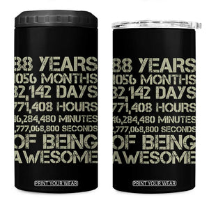 Vintage 88th Milestone Birthday 4 in 1 Can Cooler Tumbler 88 Years Of Being Awesome