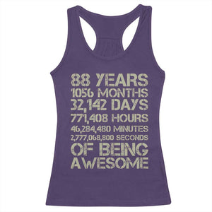Vintage 88th Milestone Birthday Racerback Tank Top 88 Years Of Being Awesome