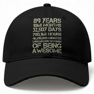 Vintage 89th Milestone Birthday Baseball Cap 89 Years Of Being Awesome