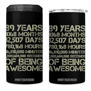 Vintage 89th Milestone Birthday 4 in 1 Can Cooler Tumbler 89 Years Of Being Awesome