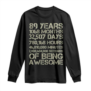 Vintage 89th Milestone Birthday Long Sleeve Shirt 89 Years Of Being Awesome