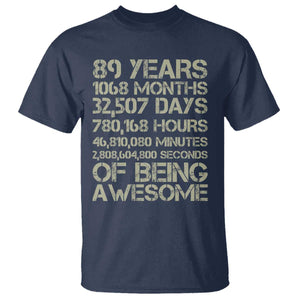 Vintage 89th Milestone Birthday T Shirt 89 Years Of Being Awesome