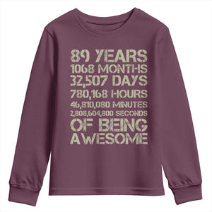 Vintage 89th Milestone Birthday Youth Sweatshirt 89 Years Of Being Awesome