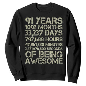 Vintage 91st Milestone Birthday Sweatshirt 91 Years Of Being Awesome