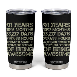Vintage 91st Milestone Birthday Tumbler Cup 91 Years Of Being Awesome