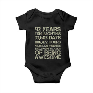 Vintage 92nd Milestone Birthday Baby Onesie 92 Years Of Being Awesome