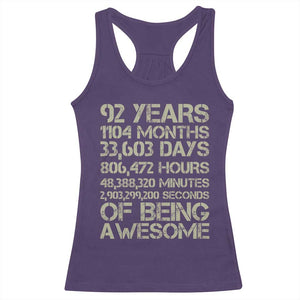 Vintage 92nd Milestone Birthday Racerback Tank Top 92 Years Of Being Awesome