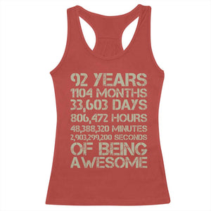 Vintage 92nd Milestone Birthday Racerback Tank Top 92 Years Of Being Awesome