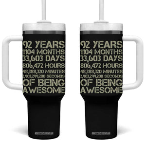 Vintage 92nd Milestone Birthday Tumbler With Handle 92 Years Of Being Awesome
