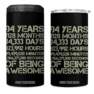 Vintage 94th Milestone Birthday 4 in 1 Can Cooler Tumbler 94 Years Of Being Awesome
