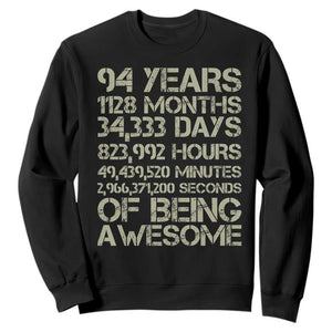 Vintage 94th Milestone Birthday Sweatshirt 94 Years Of Being Awesome