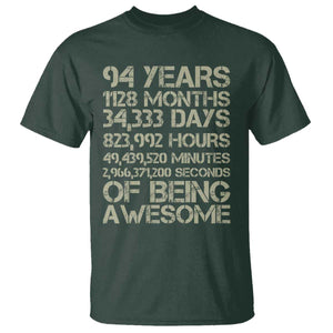 Vintage 94th Milestone Birthday T Shirt 94 Years Of Being Awesome