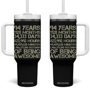 Vintage 94th Milestone Birthday Tumbler With Handle 94 Years Of Being Awesome
